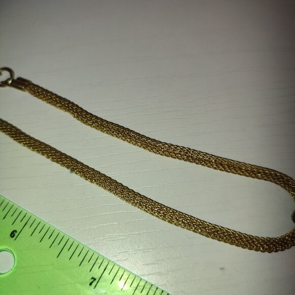 Golden Necklace with White Teardrop Pendant Vintage Jewelry Base of the Neck - Picture 5 of 8